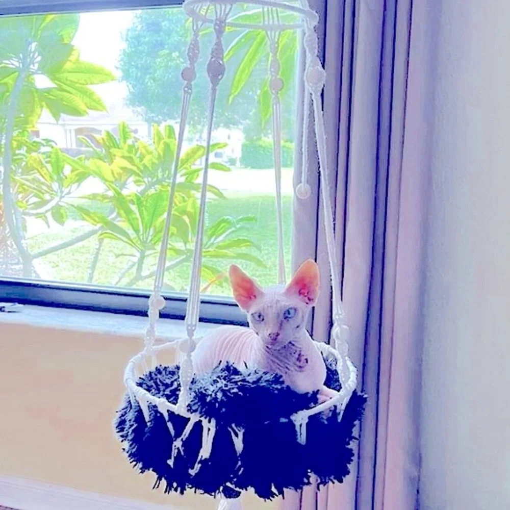Hp🐾 🐈‍⬛Uniquely Handcrafted Stylish »-»Bohemian«-« Macramé Artistry Pet Beds🆕